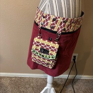 NEW Set Mini Skirt & Bag Zand Amsterdam OS Reversible Skirt Crossbody Bag Maroon